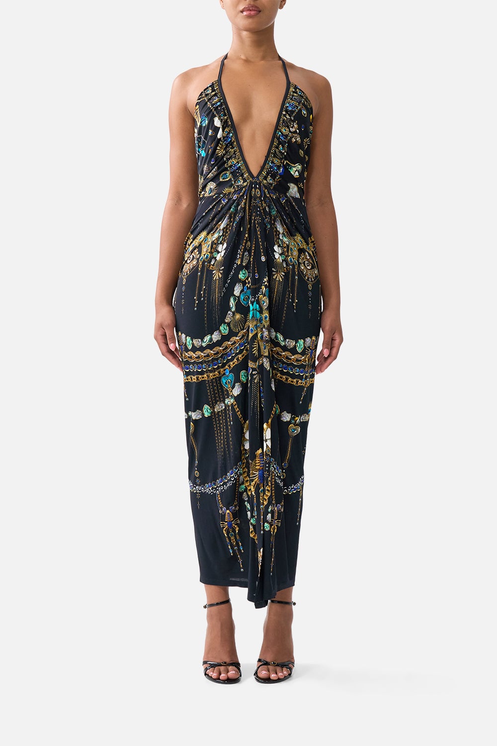 CAMILLA V Neck Gathered Jersey Dress Amulets and Alchemy - Image 1