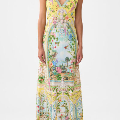 CAMILLA V Neck Full Length Bias Slip Dress Tales OF Topkapi Palace - Image 1