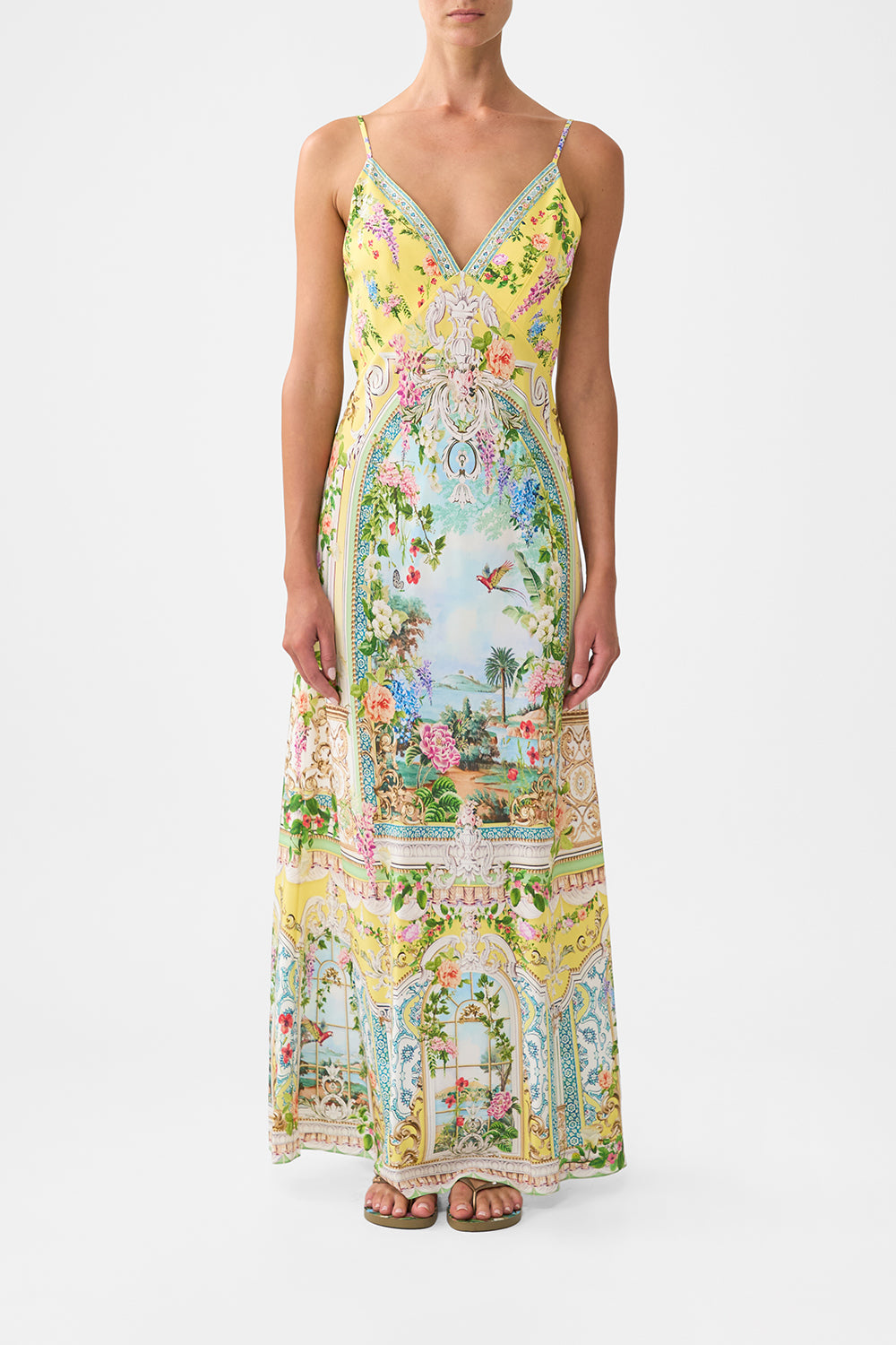 CAMILLA V Neck Full Length Bias Slip Dress Tales OF Topkapi Palace - Image 1