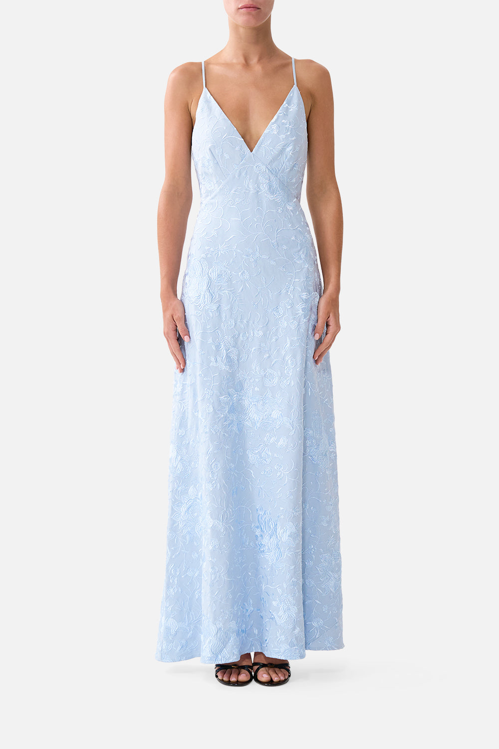 CAMILLA V Neck Full Length Bias Slip Dress Seville Sweetheart - Image 1