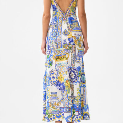 CAMILLA V Neck Full Length Bias Slip Dress Milla - Image 2