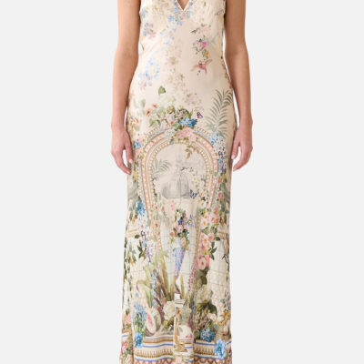 CAMILLA V Neck Full Length Bias Slip Dress Midsummer Masterpiece - Image 1