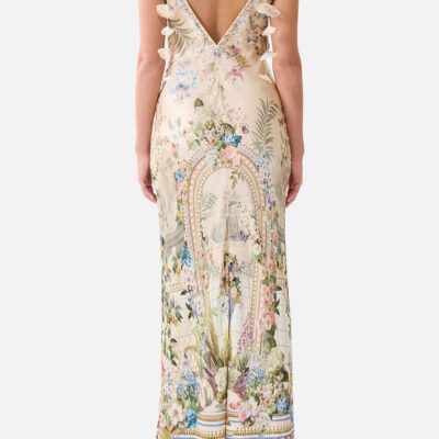 CAMILLA V Neck Full Length Bias Slip Dress Midsummer Masterpiece - Image 2