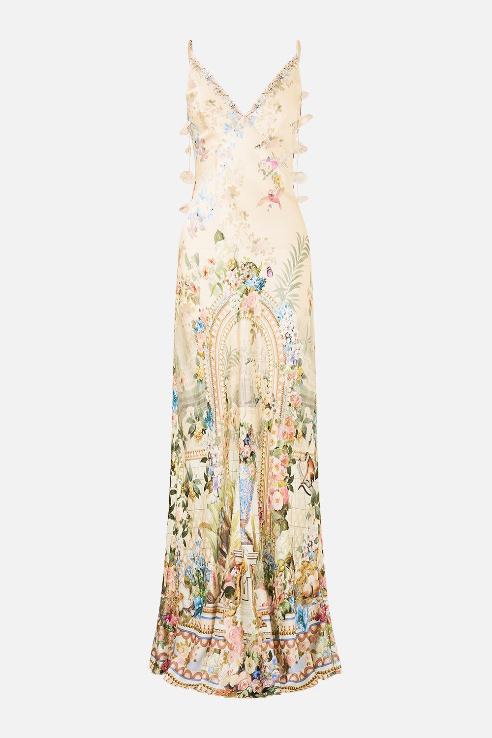MNCAM131026140621175_3 CAMILLA V Neck Full Length Bias Slip Dress Midsummer Masterpiece - Image 3