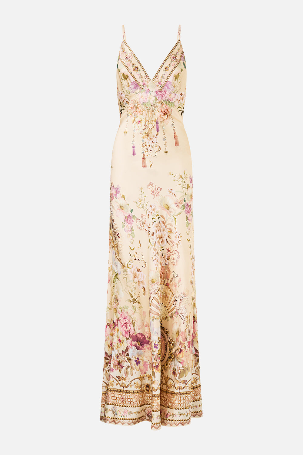 MNCAM131026140621177_3 CAMILLA V Neck Full Length Bias Slip Dress Adorned - Image 3