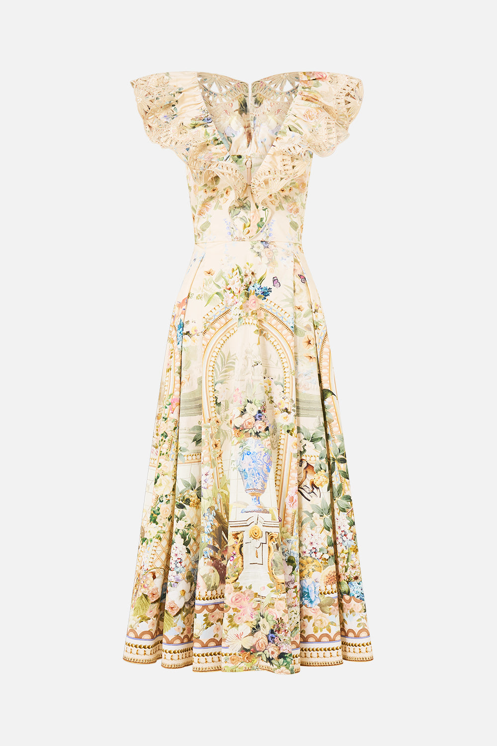CAMILLA V Neck Frill Midi Dress Midsummer Masterpiece - Image 3