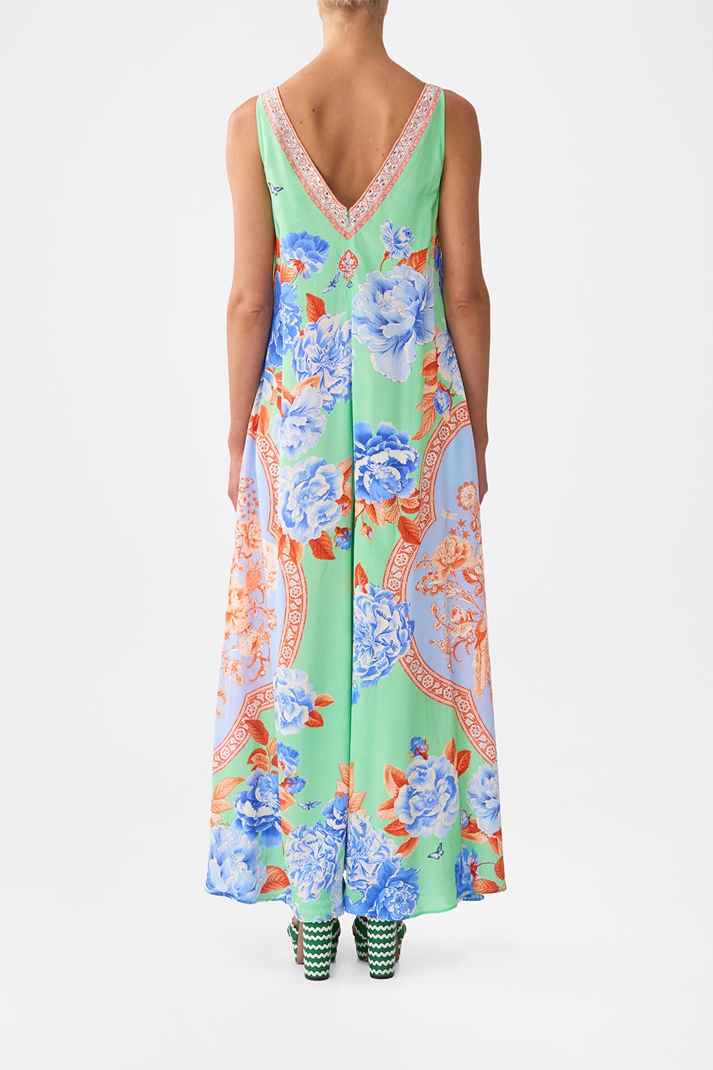 MNCAM131026140621179_2 CAMILLA V Neck Flared Jumpsuit Topkapi Pop - Image 2