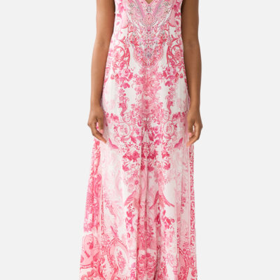 CAMILLA V Neck Flared Jumpsuit Livin LA Vida Rosa - Image 1