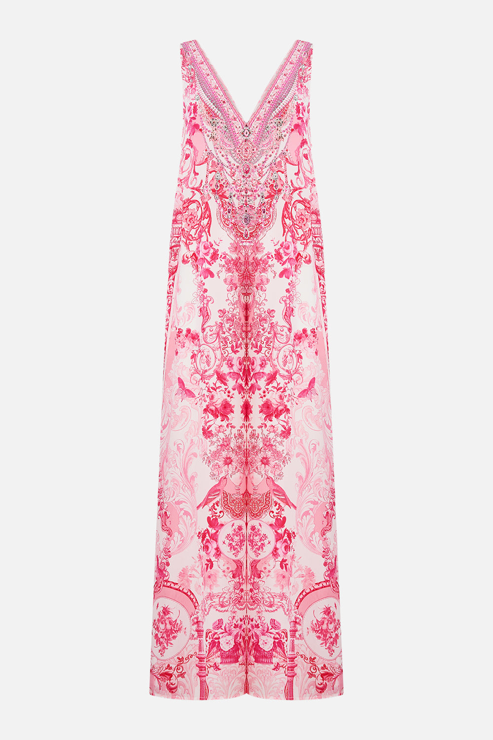 MNCAM131026140621180_3 CAMILLA V Neck Flared Jumpsuit Livin LA Vida Rosa - Image 3