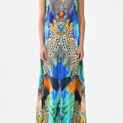 CAMILLA V Neck Flared Jumpsuit Jungle Flight - Image 1