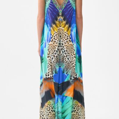 CAMILLA V Neck Flared Jumpsuit Jungle Flight - Image 2