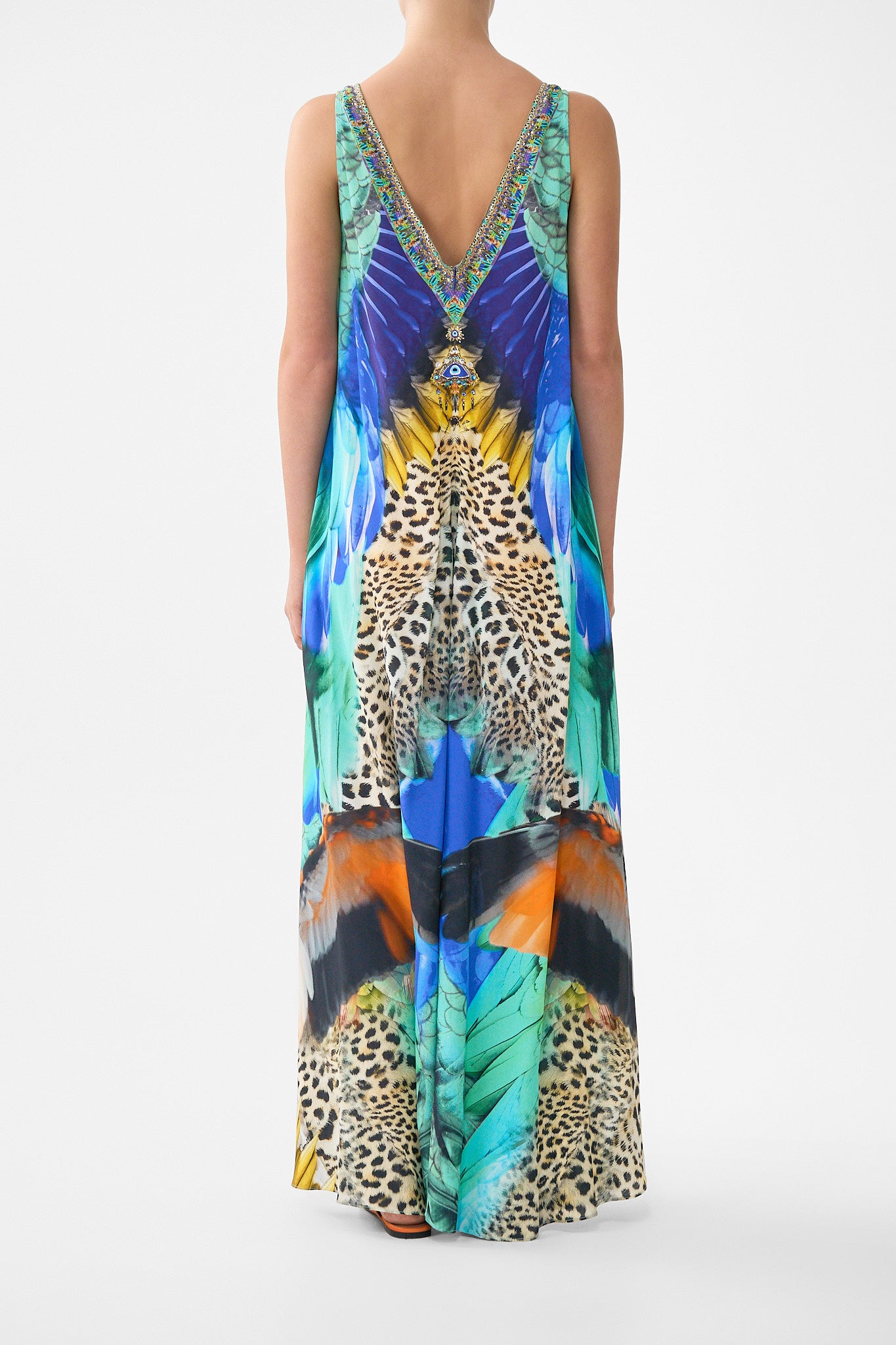 MNCAM131026140621181_2 CAMILLA V Neck Flared Jumpsuit Jungle Flight - Image 2