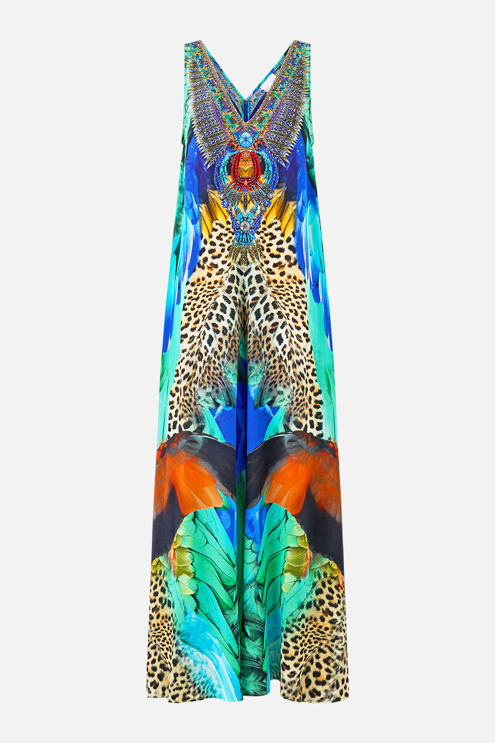 MNCAM131026140621181_3 CAMILLA V Neck Flared Jumpsuit Jungle Flight - Image 3