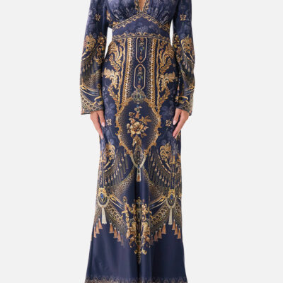 CAMILLA V Neck Dress With Flared Sleeve Cloaked - Image 1