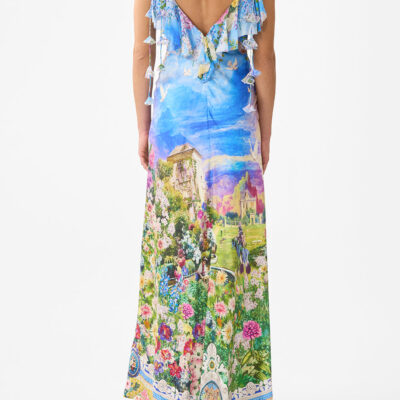 CAMILLA V Neck Bias Slip Dress With Back Frill Navàs Nouveau - Image 2