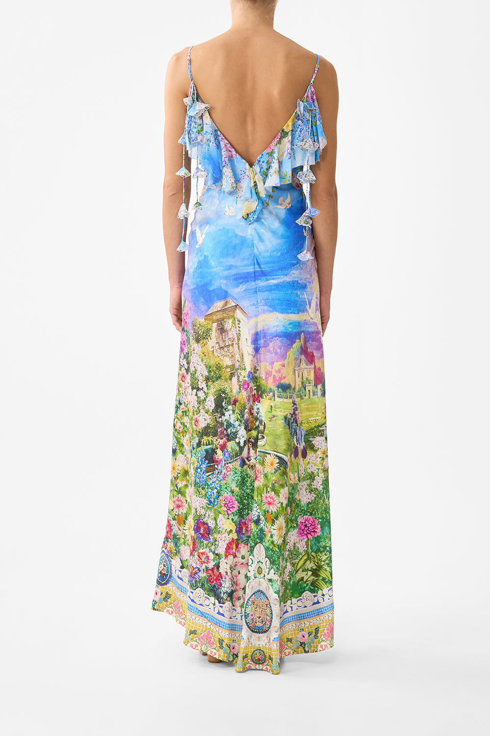 MNCAM131026140621188_2 CAMILLA V Neck Bias Slip Dress With Back Frill Navàs Nouveau - Image 2