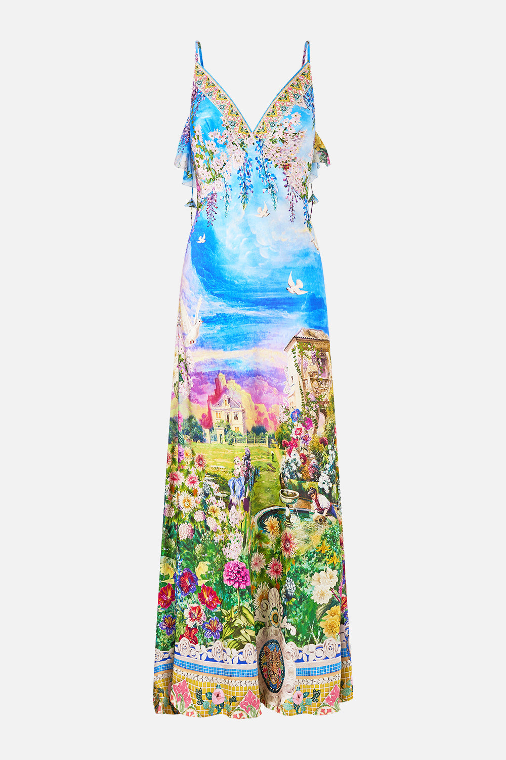 MNCAM131026140621188_3 CAMILLA V Neck Bias Slip Dress With Back Frill Navàs Nouveau - Image 3