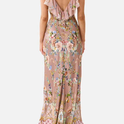 CAMILLA V Neck Bias Slip Dress With Back Frill Chamber OF Blooms - Image 2