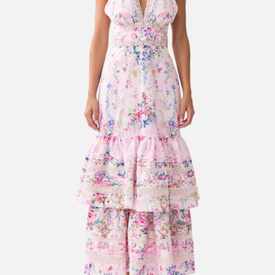CAMILLA Two Tiered Gathered Ruffle Dress Palatial Pastels - Image 1