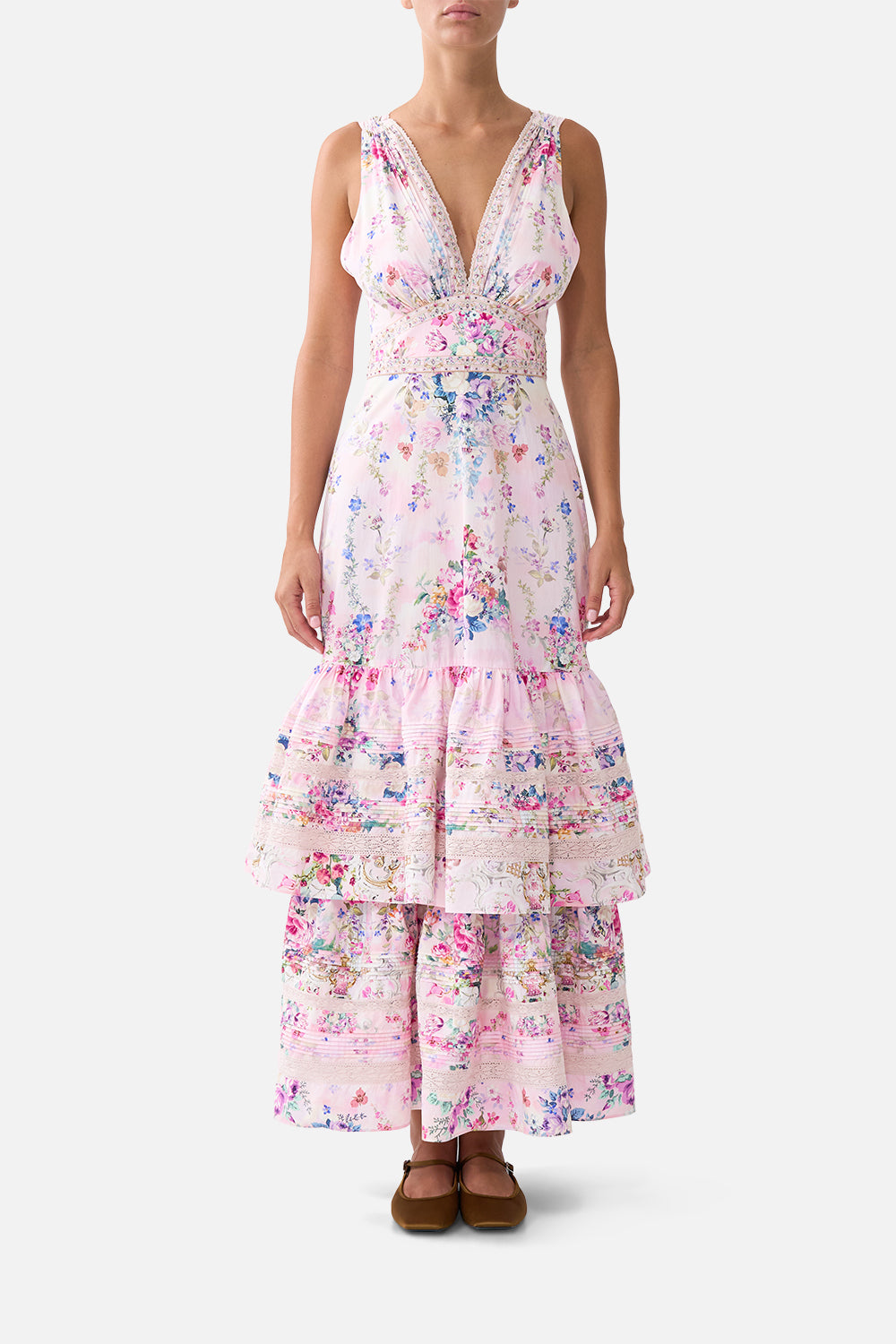 CAMILLA Two Tiered Gathered Ruffle Dress Palatial Pastels - Image 1