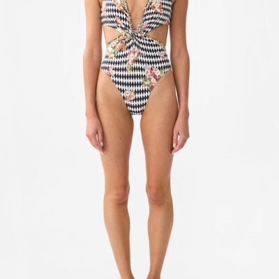CAMILLA Twist Front Cut Out One Piece Rococo Glow - Image 1