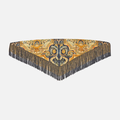 CAMILLA Triangular Silk Twill Scarf With Fringing Museum Memoirs - Image 1