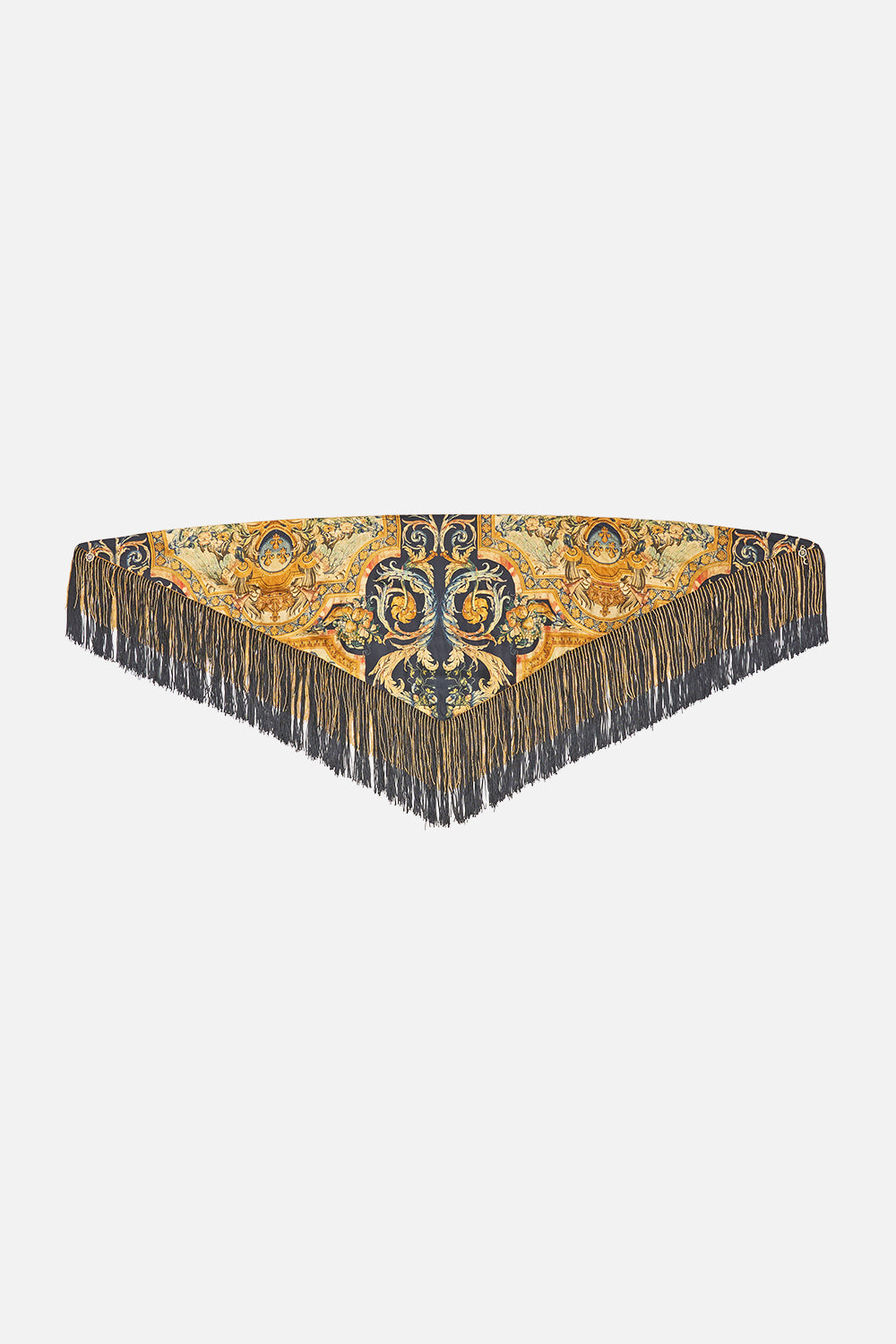 CAMILLA Triangular Silk Twill Scarf With Fringing Museum Memoirs - Image 1