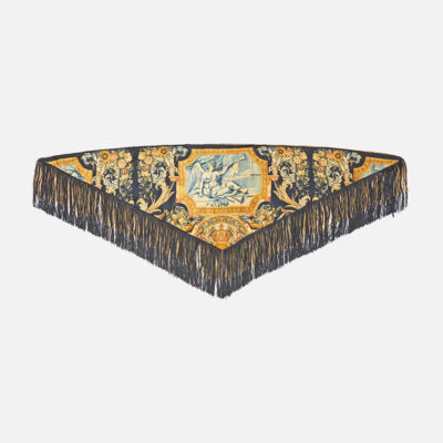 CAMILLA Triangular Silk Twill Scarf With Fringing Museum Memoirs - Image 2