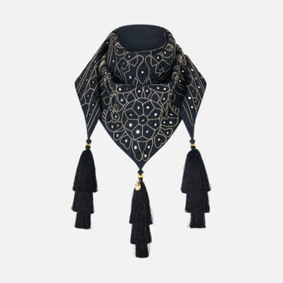CAMILLA Triangle Scarf With Tassels Zig Zag Zoo - Image 2