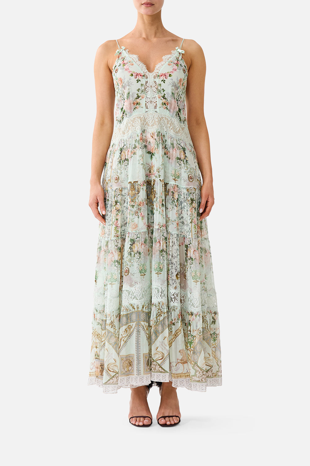 CAMILLA Trapeze Tiered Dress With Lining Wildflower Wunderland - Image 1