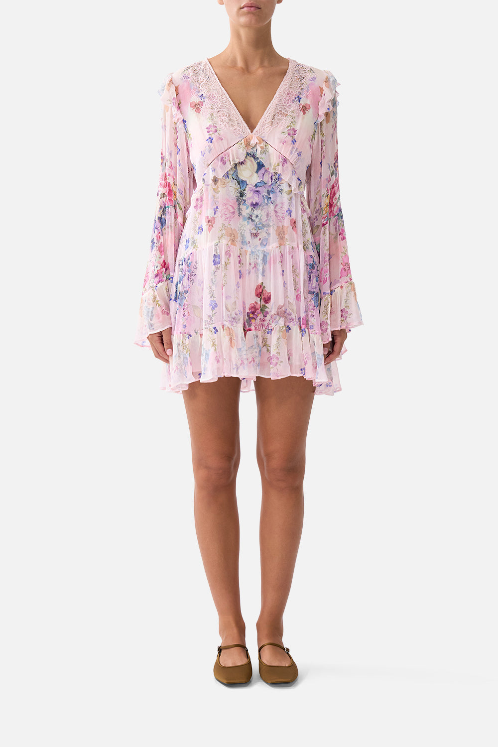 CAMILLA Tiered Swing Mini Dress Palatial Pastels - Image 1