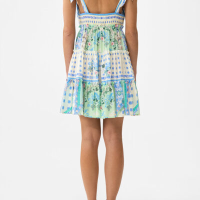 CAMILLA Tiered Short Dress With Shoulder Ties Midsummer Mosaics - Image 2
