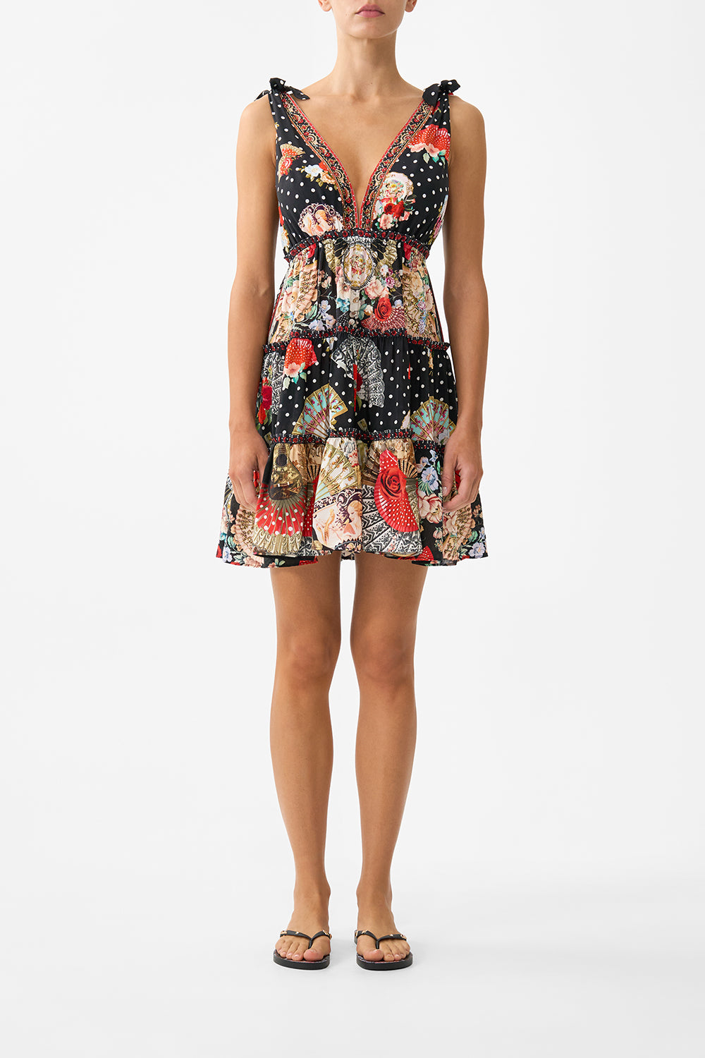 CAMILLA Tiered Short Dress With Shoulder Ties Daughters OF Duende - Image 1