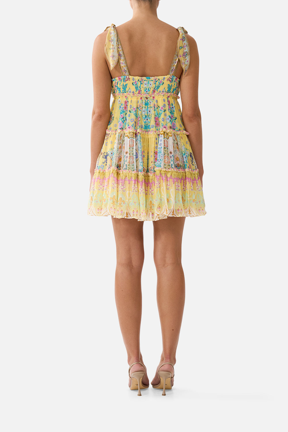 MNCAM131026140621257_2 CAMILLA Tiered Short Dress With Shoulder Ties Barcelona Bebe - Image 2