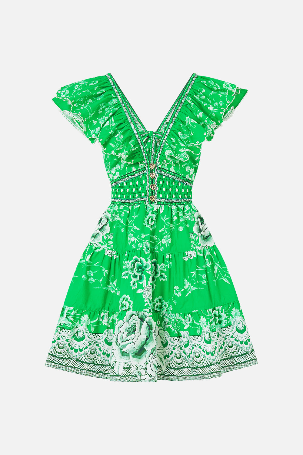 CAMILLA Tiered Short Dress With Neck Frill Sacromonte Señorita - Image 3