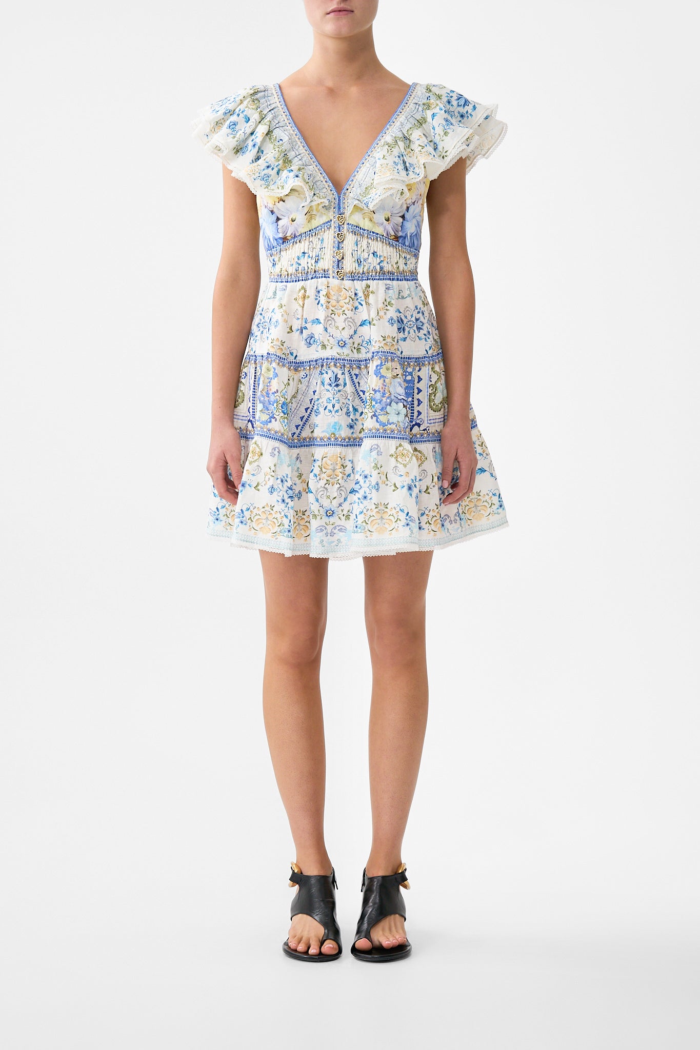 CAMILLA Tiered Short Dress With Neck Frill MY Homespun Heart - Image 1