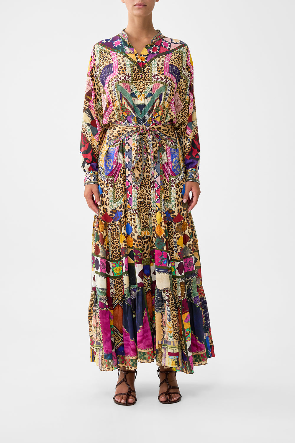 CAMILLA Tiered Shirtdress With Wide Waist Tie Embroidered Ever After - Image 1