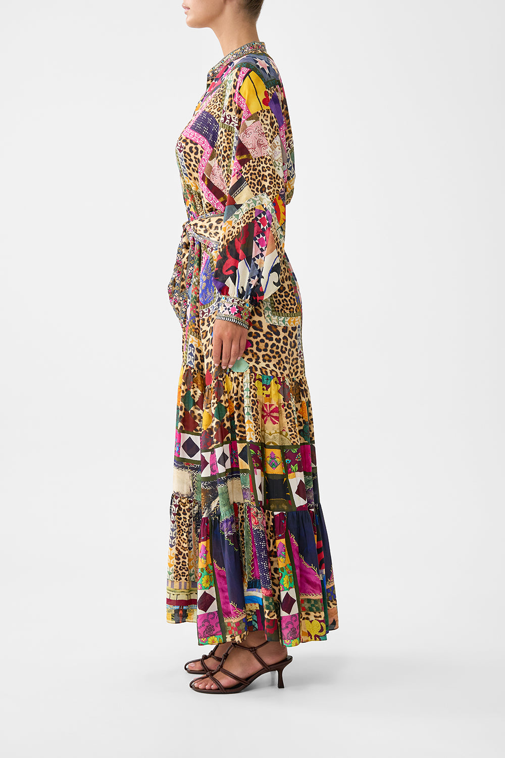 CAMILLA Tiered Shirtdress With Wide Waist Tie Embroidered Ever After - Image 3