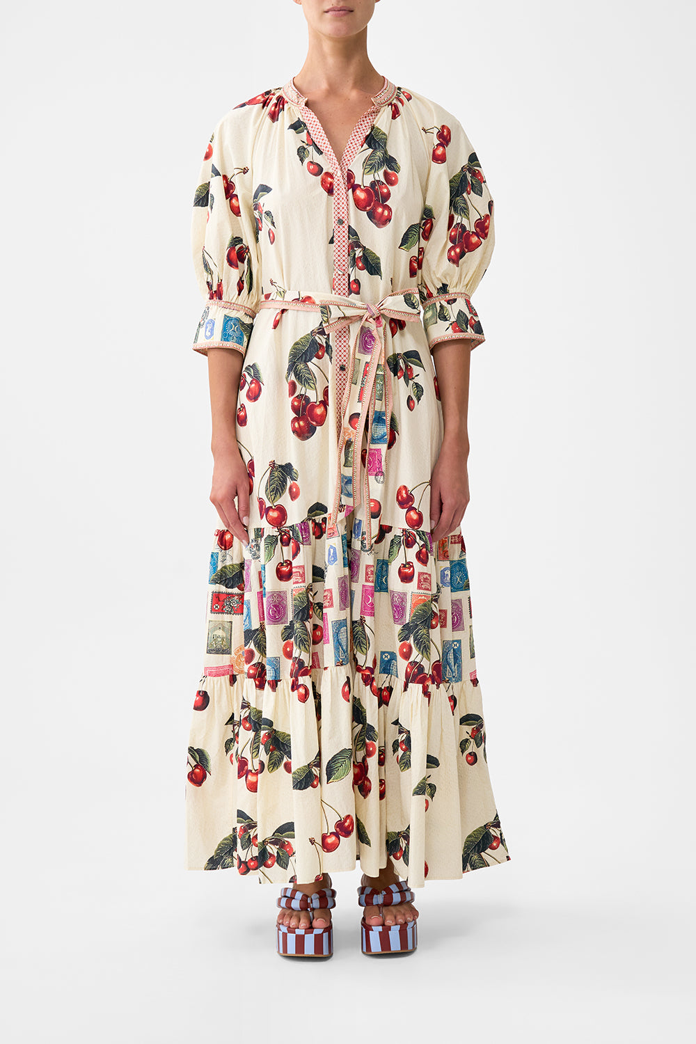 CAMILLA Tiered Shirt Dress With Short Sleeve Notes From the Road - Image 1