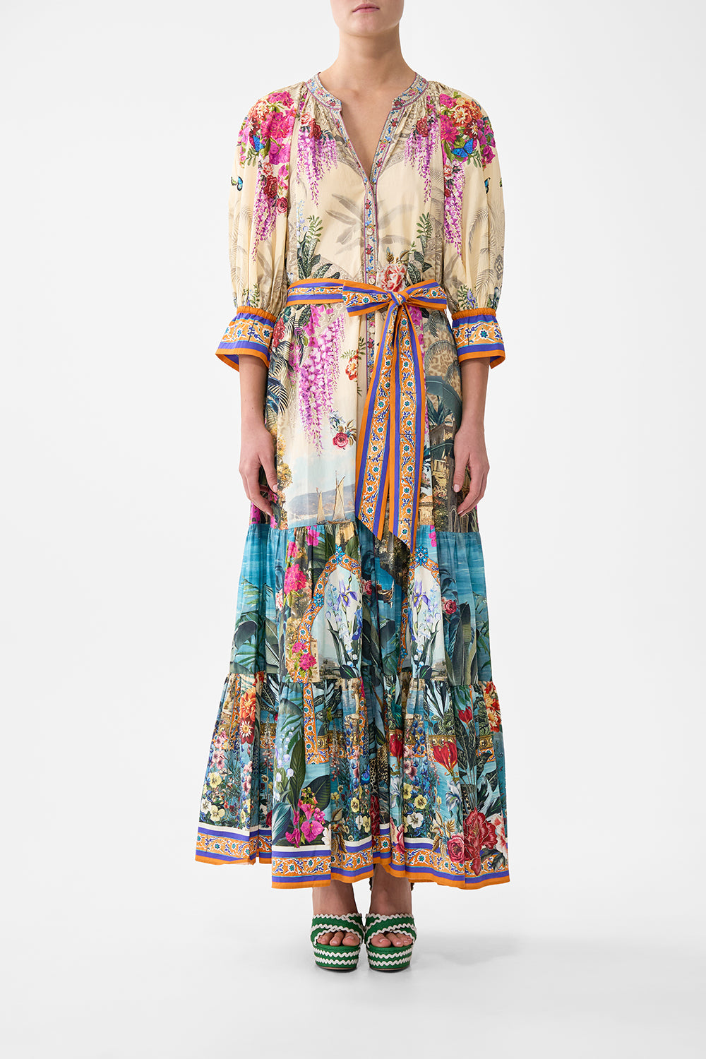CAMILLA Tiered Shirt Dress With Short Sleeve Bodrum Botanicals - Image 1