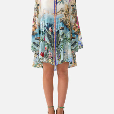 CAMILLA Tiered Dress With Collar Bodrum Botanicals - Image 1