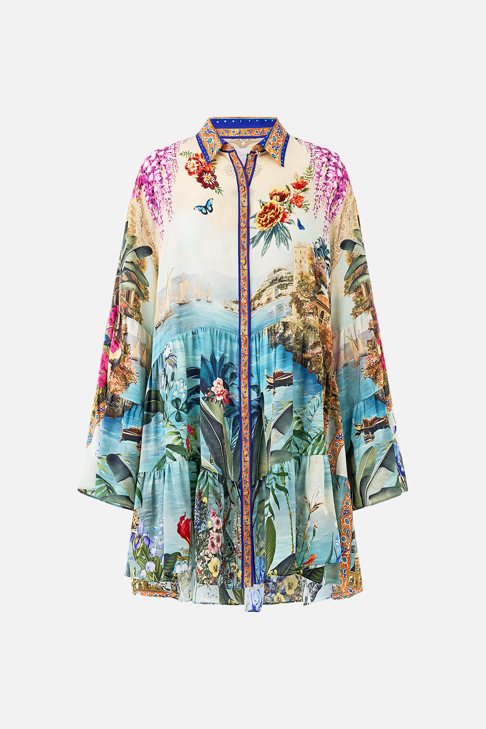 CAMILLA Tiered Dress With Collar Bodrum Botanicals - Image 3