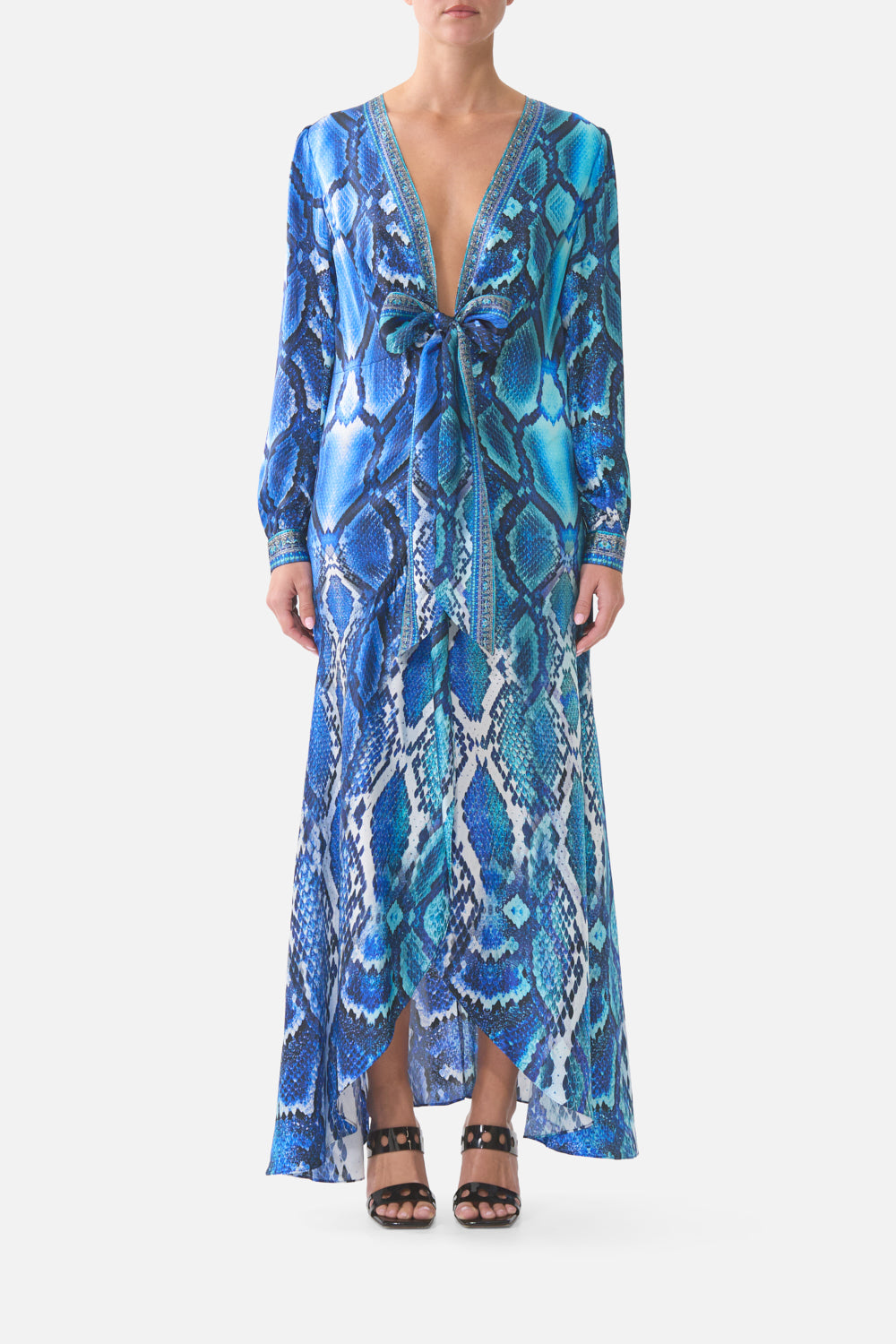 CAMILLA Tie Waist Long Sleeve Dress the Sapphire Serpent - Image 1