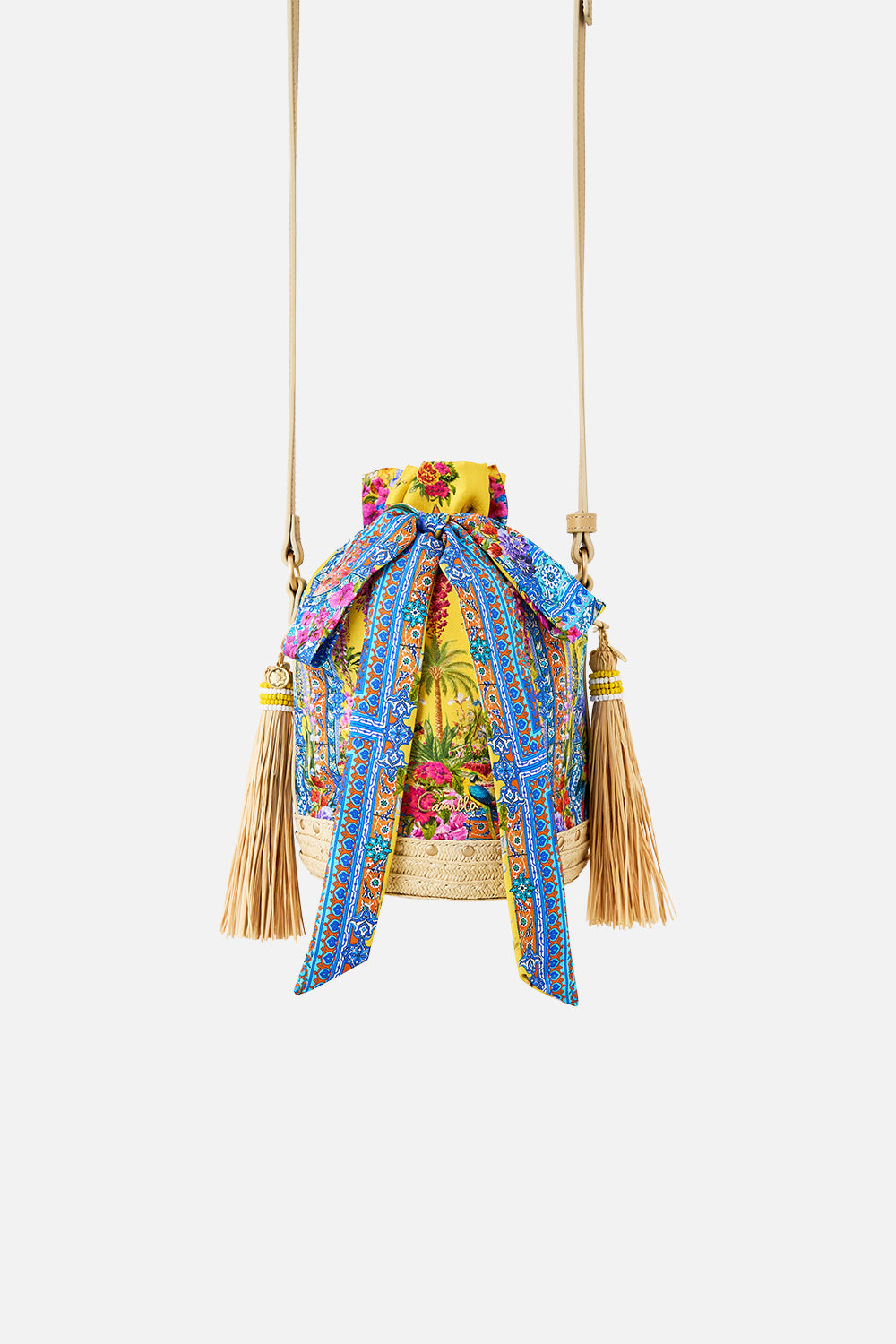 CAMILLA Tie Top Bucket Bag With Tassels Sultanahmet Summer - Image 1