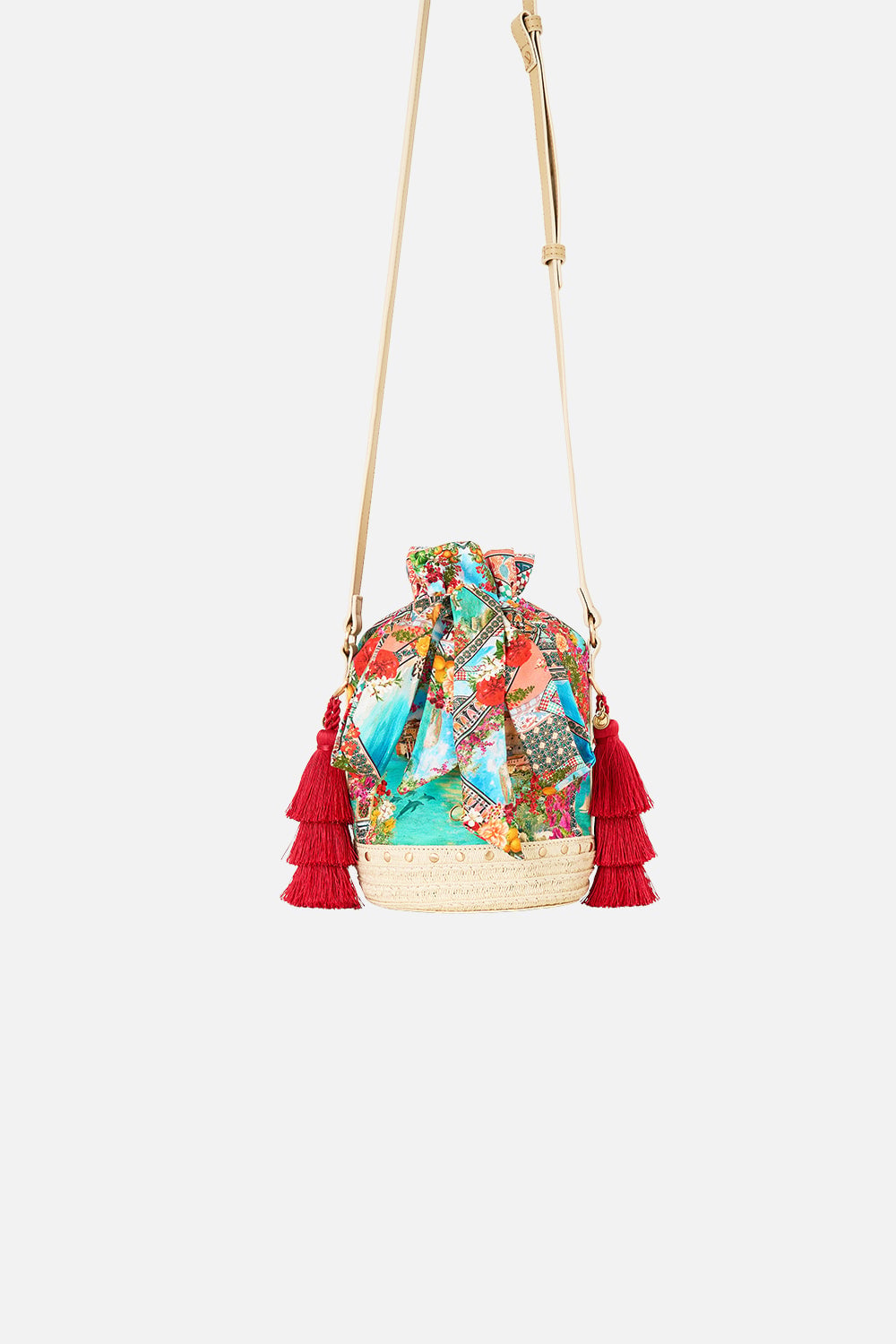 CAMILLA Tie Top Bucket Bag With Tassels Meet ME - Image 1