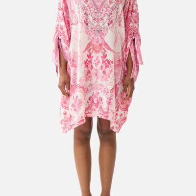 CAMILLA Tie Sleeve Short V Neck Kaftan Livin LA Vida Rosa - Image 1