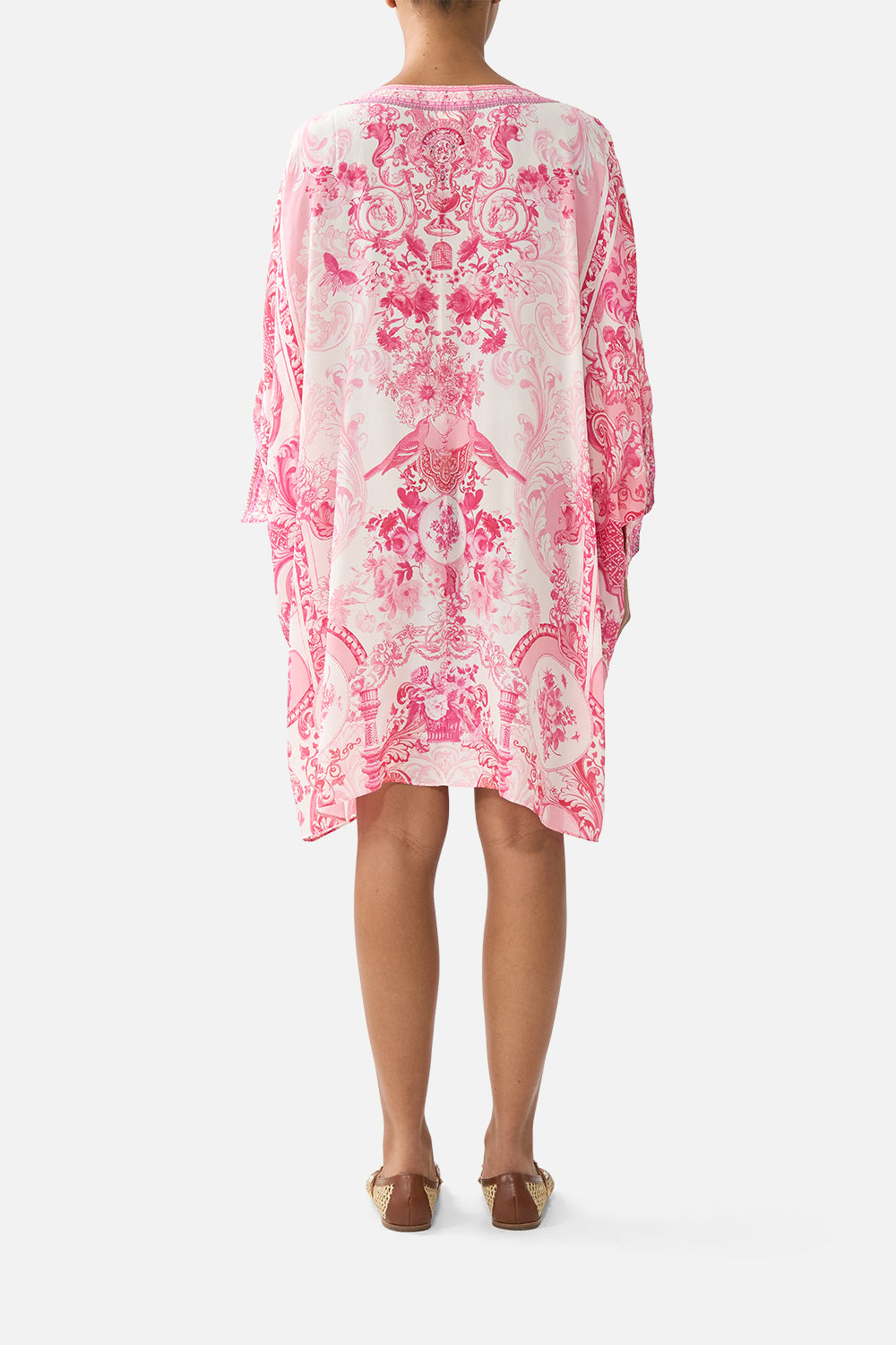MNCAM131026140621285_2 CAMILLA Tie Sleeve Short V Neck Kaftan Livin LA Vida Rosa - Image 2