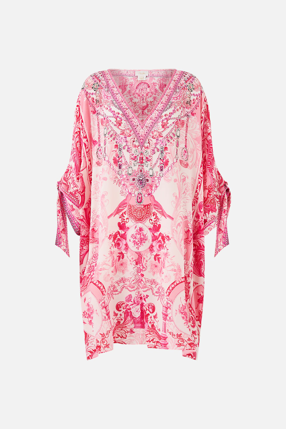 MNCAM131026140621285_3 CAMILLA Tie Sleeve Short V Neck Kaftan Livin LA Vida Rosa - Image 3