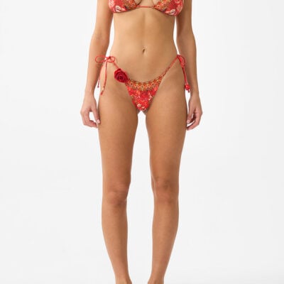 CAMILLA Tie Shoulder Tri Bikini Top With Rosette Detail Olé Olé - Image 1