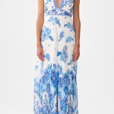 CAMILLA Tie Neck Halter Jumpsuit A Ceramic Garden - Image 1